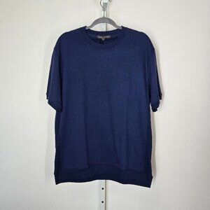 SLATE & STONE MEN'S bentley rib panel short sleeve sweatshirt blue Sz XL  NEW